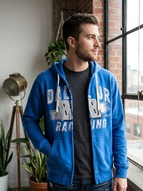 NASCAR Dale Earnhardt Jr #88 Full Zip Hoodie Sweatshirt Blue Size M